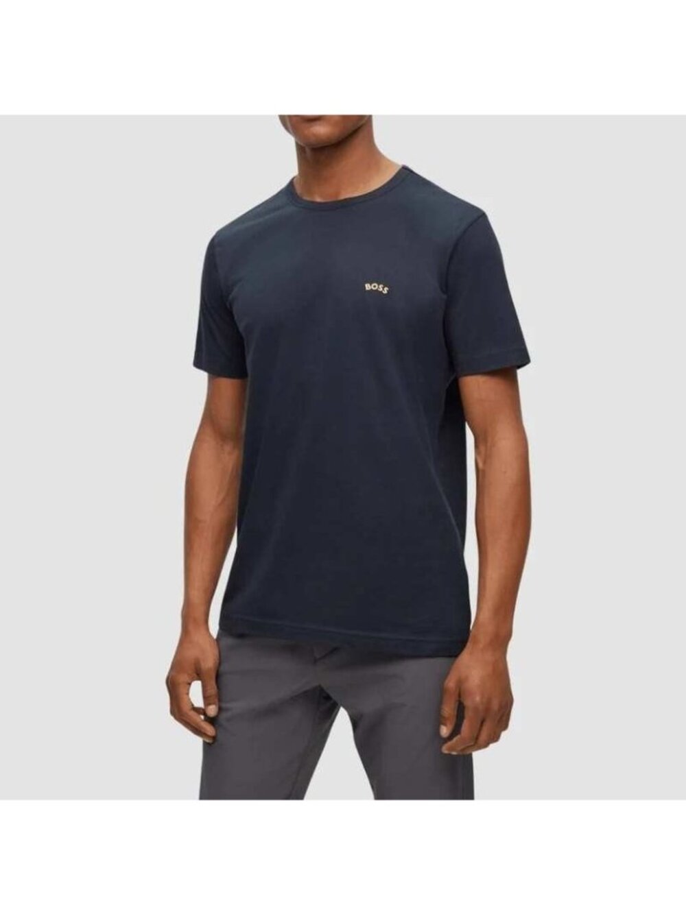 BOSS Men's XXL Blue Curved Logo Cotton T-Shirt 100% Cotton